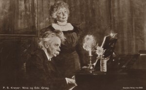 Edvard og Nina Grieg ved pianoet av Peder Severin Krøyer