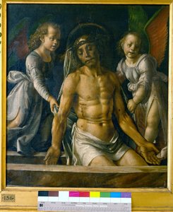 Kristus i graven mellom to engler, ca. 1480 av Pedro Berruguete