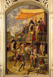 Inkvisisjon "" Autodafe presiderer av Saint Dominica de Guzman (1170-1221), grunnlegger av den dominikanske orden"" Maleri på tre av Pedro Berruguete (1450-1504) 1495 Søn. 1,54x0,92 m Madrid, Musee du Prado
