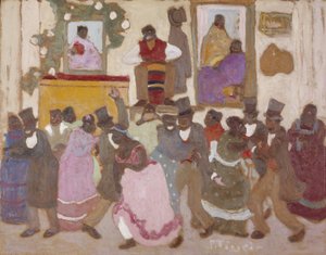 Dansende mennesker: Candombe, ca. 1920 (olje på plate)