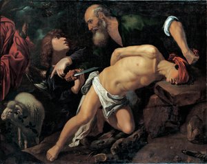 The Sacrifice of Isaac - Maleri av Pedro Orrente (1588-1645), olje på lerret, ca 1615
