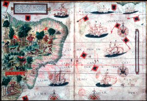 Kart over Brasil av de portugisiske navigatørene Pedro Reinel og Lopo Homen, c1525. av Pedro Reinel