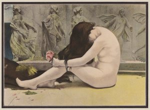 Poetens grav (farge litho) av Pedro Saenz