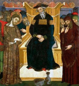 Kristus før Pilatus, av Pedro Serra eller Pere Serra (aktiv mellom 1363 og 1399), maling på tre. av Pedro Serra