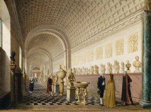 Det indre galleriet til det kongelige museet på det kongelige slott, Stockholm, 1796
