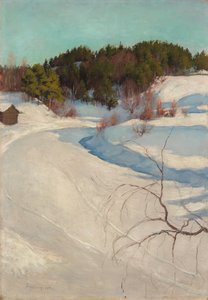 Vinterlandskap, Myllykylä av Pekka Halonen