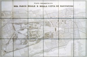 Plan for Park Royal og byen Racconigi av Pelagio Palagi