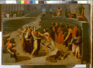 Halshugging av døperen Johannes, ca. 1556 (olje på panel) av Pellegrino Tibaldi