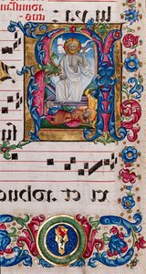 Piccolomini bibliotek: korbok, torsk. 101,7, ff. 14r med "Resurrection of Christ", av Pellegrino di Mariano.