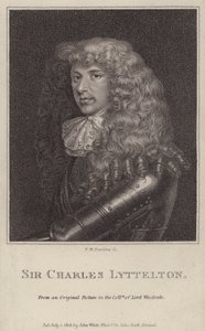 Sir Charles Lyttelton , engelsk politiker og kolonialguvernør i Jamaica (gravering)