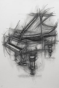 Grand Piano, 2005 (kull på papir) av Penny Warden