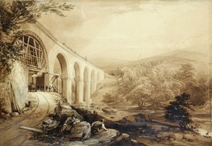 Quakers Yard Viaduct, ca. 1840 (penn og vask på papir)