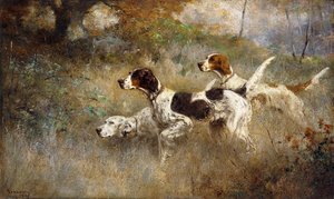 Setters Three, Bob, Bill og Ginger på et trippelpunkt av Percival Leonard Rosseau