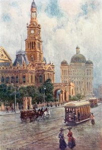 Rådhuset, Sydney (farge litho)