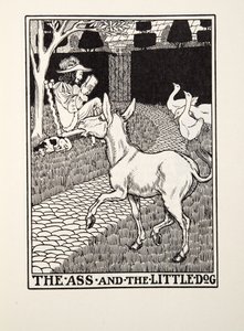 The Ass and the Little Dog, fra Fontaine Fables, pub. 1905