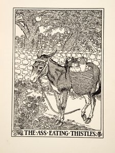 The Ass eating Thistles, fra A Hundred Fables of Aesop, pub.1903