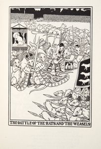 The Battle of the Rats and the Weasels, fra Fontaine Fables, pub. 1905 av Percy J. Billingshurst