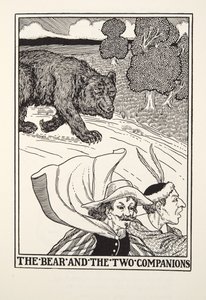 The Bear and the Two Companions, fra Fontaine Fables, pub. 1905 (gravering) av Percy J. Billingshurst