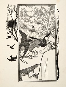 The Cat and Crows, fra A Hundred Anecdotes of Animals, pub. 1924 (gravering) av Percy J. Billingshurst
