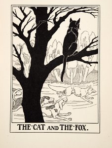 The Cat and the Fox, fra A Hundred Fables of Aesop, pub.1903 (gravering) av Percy J. Billingshurst