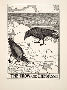 The Crow and the Mussel, fra A Hundred Fables of Aesop, pub.1903