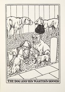 The Dog and his Masters Dinner, fra Fontaine Fables, pub. 1905 av Percy J. Billingshurst