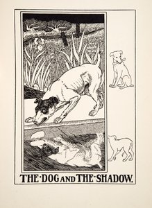 The Dog and the Shadow, fra A Hundred Fables of Aesop, pub.1903