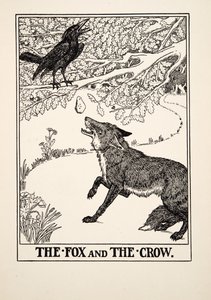 The Fox and the Crow, fra A Hundred Fables of Aesop, pub.1903