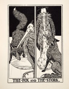 The Fox and the Stork, fra A Hundred Fables of Aesop, pub.1903