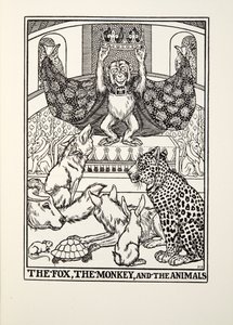 The Fox, the Monkey, and the Animals, fra Fontaine Fables, pub. 1905