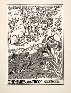 The Hares and Frogs, fra A Hundred Fables of Aesop, pub.1903