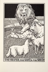 The Heifer, the Goat and the Sheep, fra Fontaine Fables, pub. 1905
