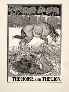 The Horse and the Lion, fra A Hundred Fables of Aesop, pub.1903