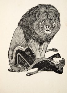 The Lion and his Keeper, fra A Hundred Anecdotes of Animals, pub. 1924 av Percy J. Billingshurst