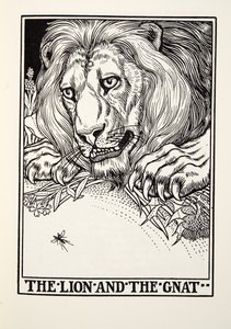 The Lion and the Gnat, fra Fontaine Fables, pub. 1905