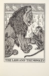 The Lion and the Monkey, fra Fontaine Fables, pub. 1905