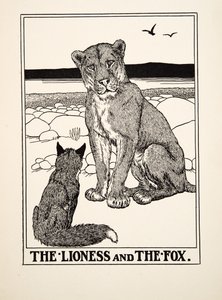 The Lioness and the Fox, fra A Hundred Fables of Aesop, pub.1903