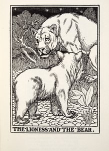 The Lioness and the Bear, fra Fontaine Fables, pub. 1905