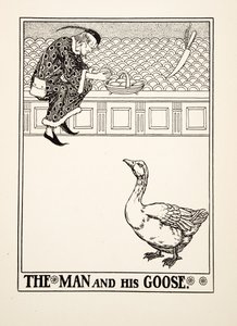 The Man and his Goose, fra A Hundred Fables of Aesop, pub.1903 (gravering) av Percy J. Billingshurst