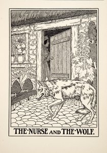 The Nurse and the Wolf, fra A Hundred Fables of Aesop, pub.1903