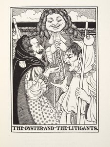 The Oyster and the Litigants, fra Fontaine Fables, pub. 1905 (gravering) av Percy J. Billingshurst