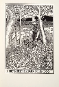 Shepherd and his Dog, fra Fontaine Fables, pub. 1905 av Percy J. Billingshurst