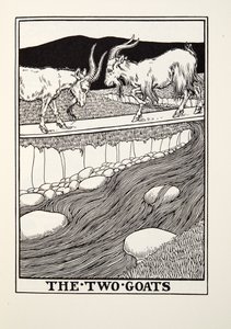 The Two Goats, fra Fontaine Fables, pub. 1905 av Percy J. Billingshurst