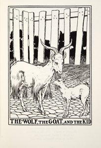 The Wolf, the Goat and the Kid, fra Fontaine Fables, pub. 1905 av Percy J. Billingshurst
