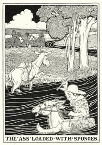 Fables of La Fontaine: Rumpa lastet med svamper (litho)