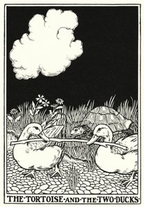 Fables of La Fontaine: Skilpadden og de to endene (litho)