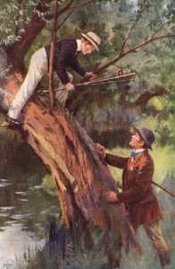 Nå kommer du ned dette minuttet (farge litho) av Percy Tarrant