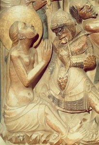 The Martyrdom of St Thecla, detalj fra Høyalteret (alabaster) av Pere Johan