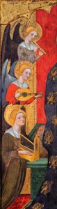Madonna omgitt av musikerengler - Detalj av engler - Madonna med engler som spiller musikk (Detalj) - Maleri av Pere Serra (aktiv rundt 1357-1406), ca 1380 - Tempera på panel - Museu Nacional d