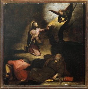 Passion of Christ: Agony in the Garden of Getsemane (olje på tre av Perino del Vaga